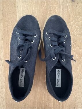 Steve Madden Black Canvas Lace-Up Espadrille Sneakers
